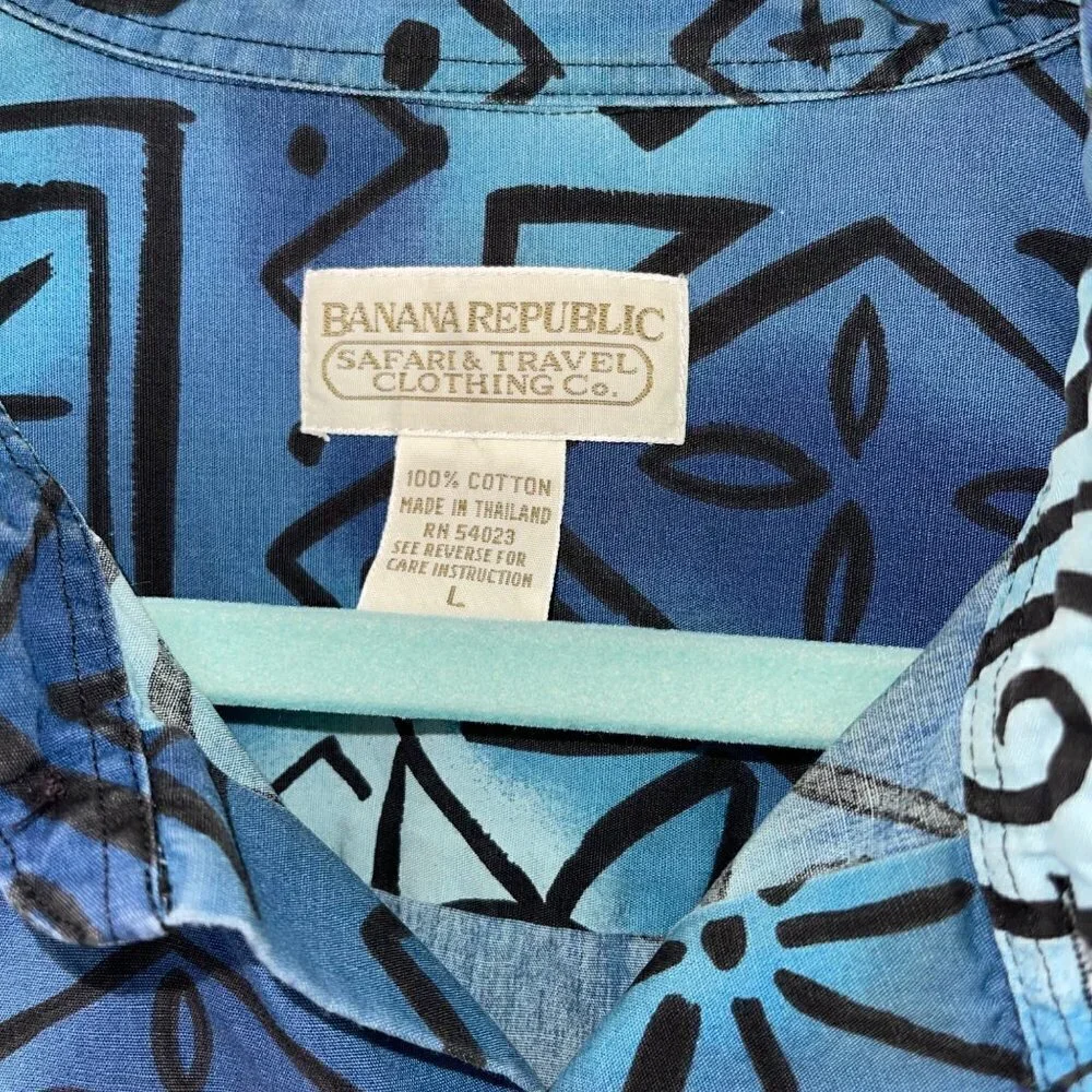 Banana Republic Safari & Travel Clothing Co. Mens Shirt Blue Size Large Vintage